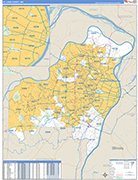 St. Louis County Wall Map Basic Style